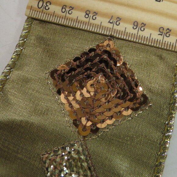 Sequins Diamond Design wired ribbon Warm Gold & Brown 2.5" wide - Picture 5 of 9